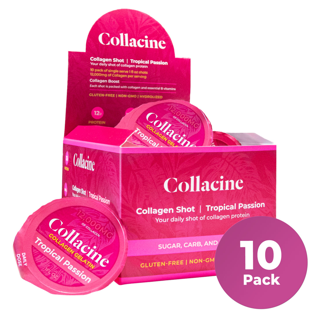 10 Pack of Collacine Collagen Gelatin Cups - Tropical Passion
